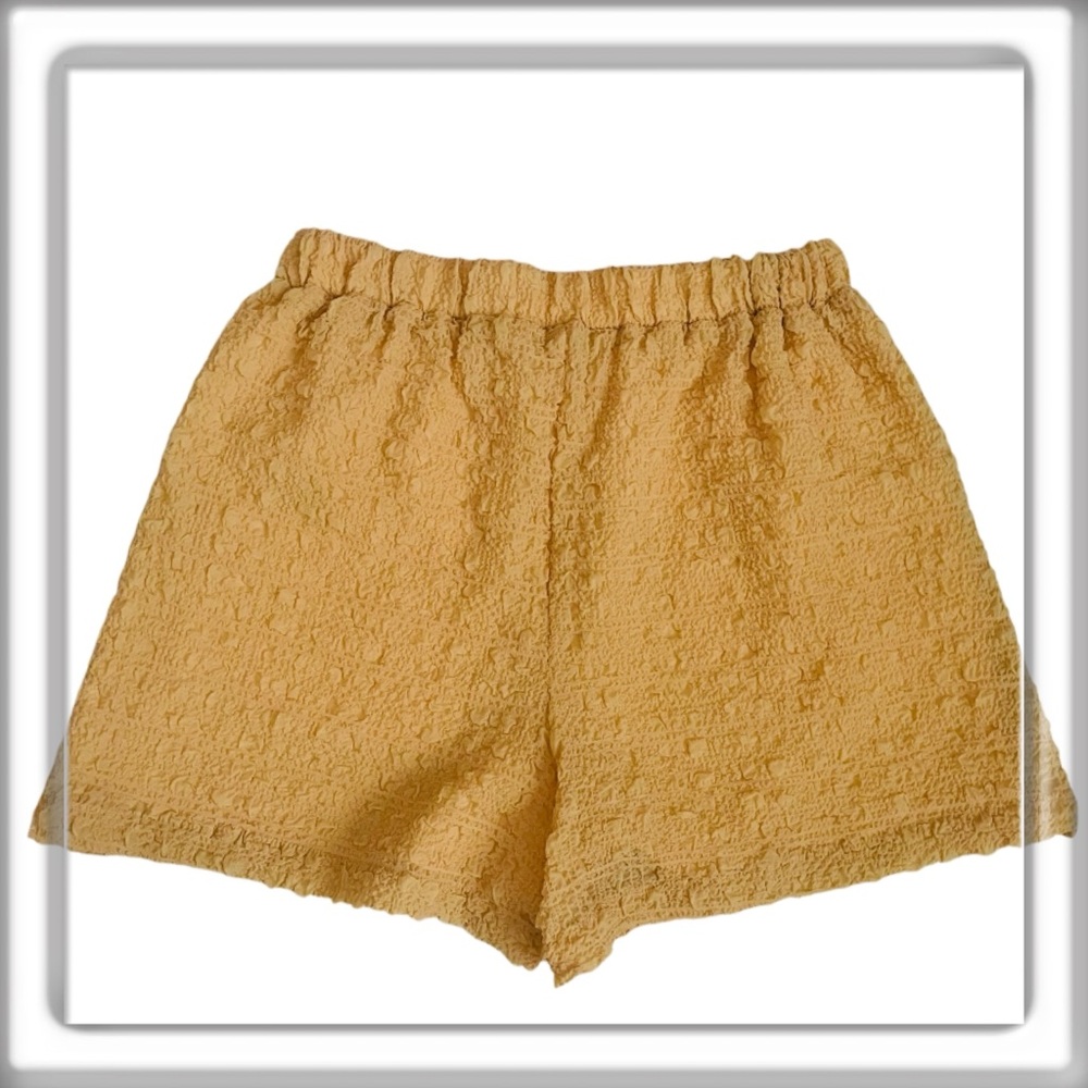 b+ab Pull On Lined Textured Shorts Pockets Yellow High Waist Size Small
